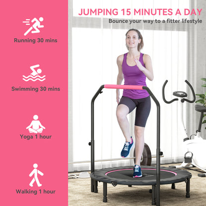 45" Foldable Mini Fitness Trampoline w/ Foam Handle, Pink