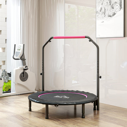 45" Foldable Mini Fitness Trampoline w/ Foam Handle, Pink