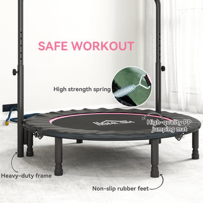 45" Foldable Mini Fitness Trampoline w/ Foam Handle, Pink