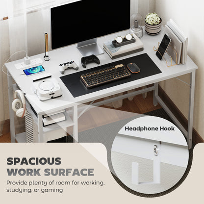 120 x 60 cm Home Office Desk Reversible Study Table for Bedroom White