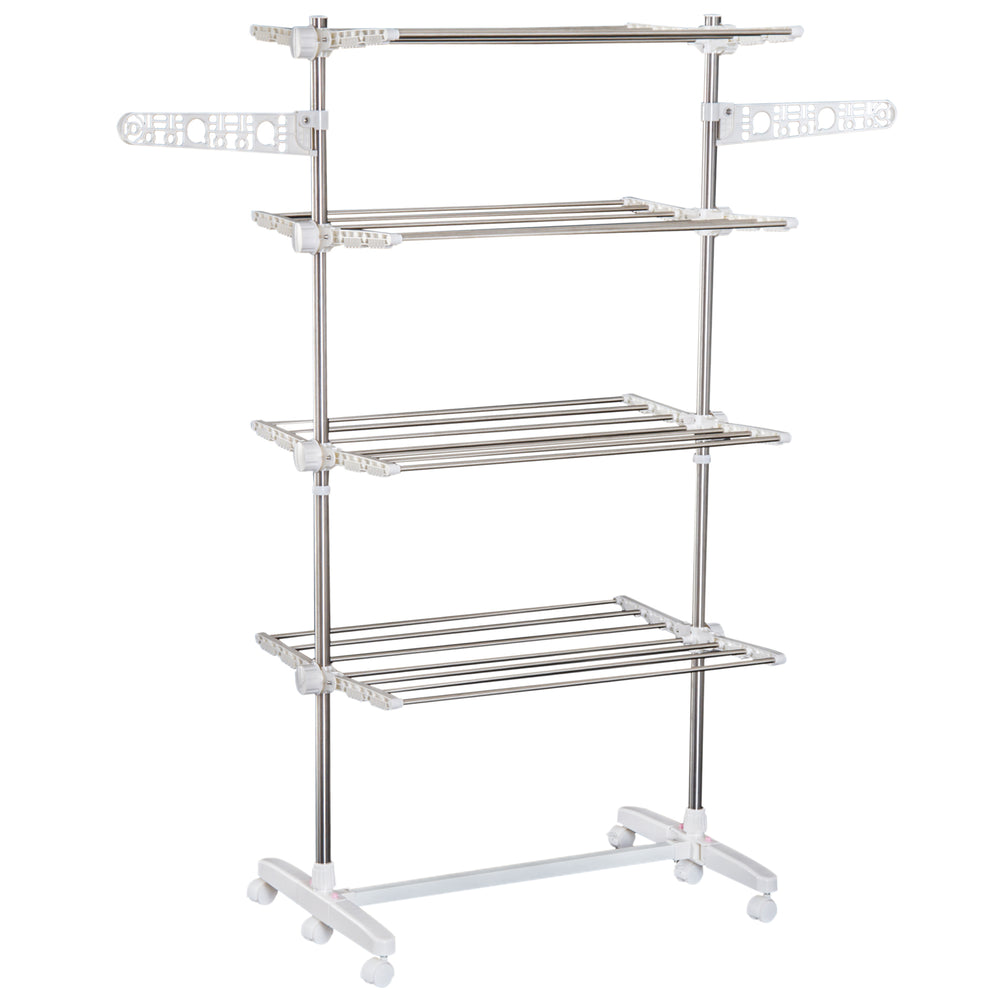 Folding Cloth Rail Adjustable Garment Rack With Wheels (4 Layer)