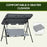 3-Seat Swing Chair Garden Swing Seat with Adjustable Canopy for Patio, Grey and White