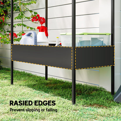 2 Tier Plant Stand, Outdoor Indoor Metal Plant Stand with Hook