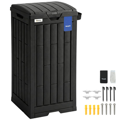 110 L Outdoor Bin with Dual Lid, Ashtray, Drip Tray, Black