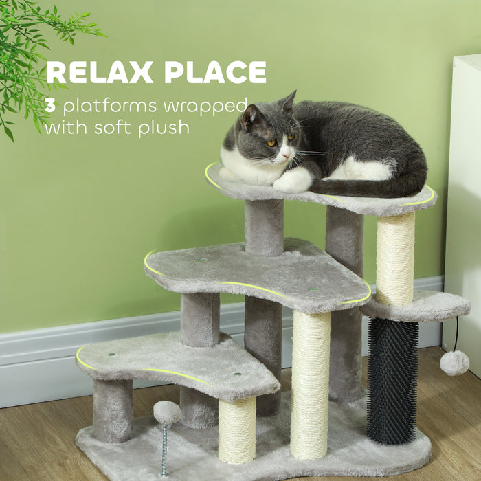 Cat Tree 2 in 1 Pet Stairs w/ Scratching Tickling Post, Light Grey