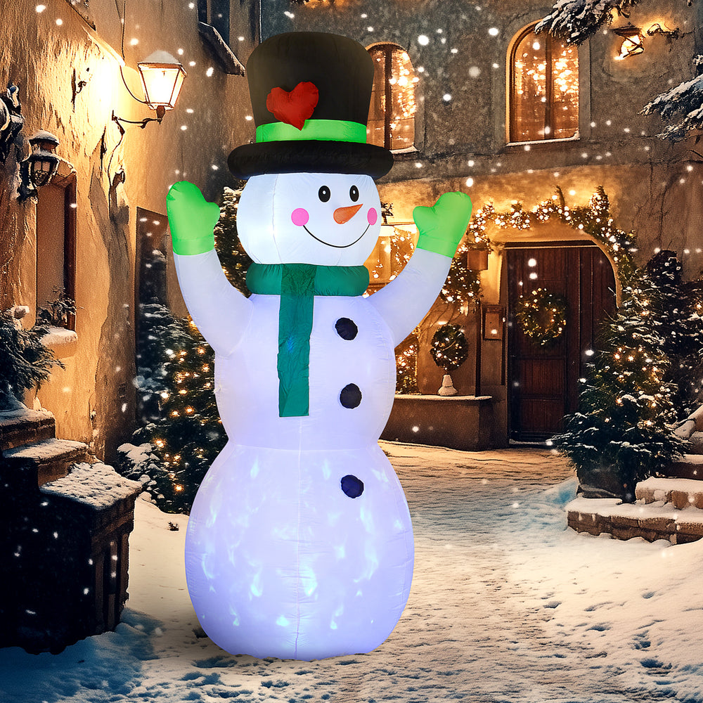 10ft Inflatable Snowman w/ Black Hat, Green Scarf for Garden Yard