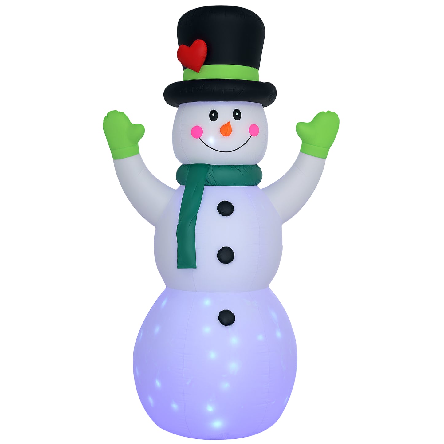 10ft Inflatable Snowman w/ Black Hat, Green Scarf for Garden Yard
