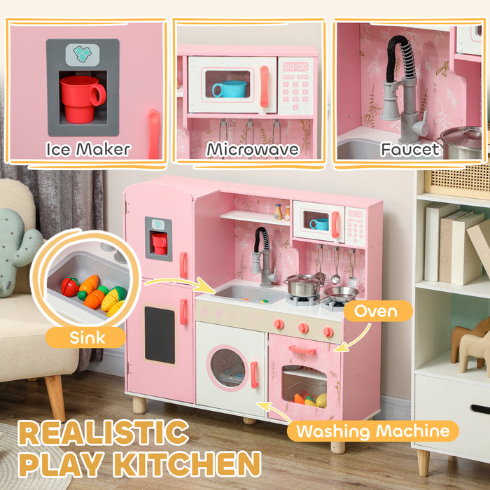 Play Kitchen Kids Kitchen Set with Lights and Sounds - Pink