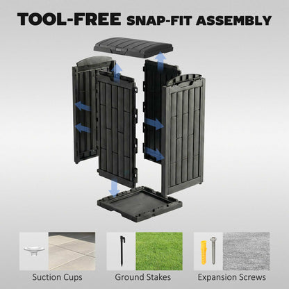 110 L Outdoor Bin with Dual Lid, Ashtray, Drip Tray, Black