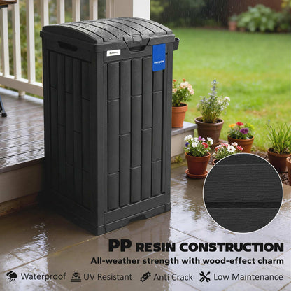 110 L Outdoor Bin with Dual Lid, Ashtray, Drip Tray, Black