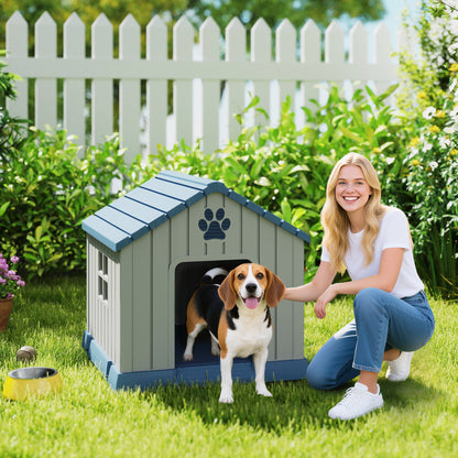 Dog Kennel Outdoor for Medium Dogs, Waterproof Plastic Dog House