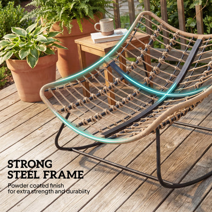 Indoor Outdoor Rocking Chair with Cushion, Light Grey
