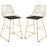 Set of 2 Bar stools Modern Counter Height Wire Metal Bar chairs for Kitchen, Bar Counter, Gold