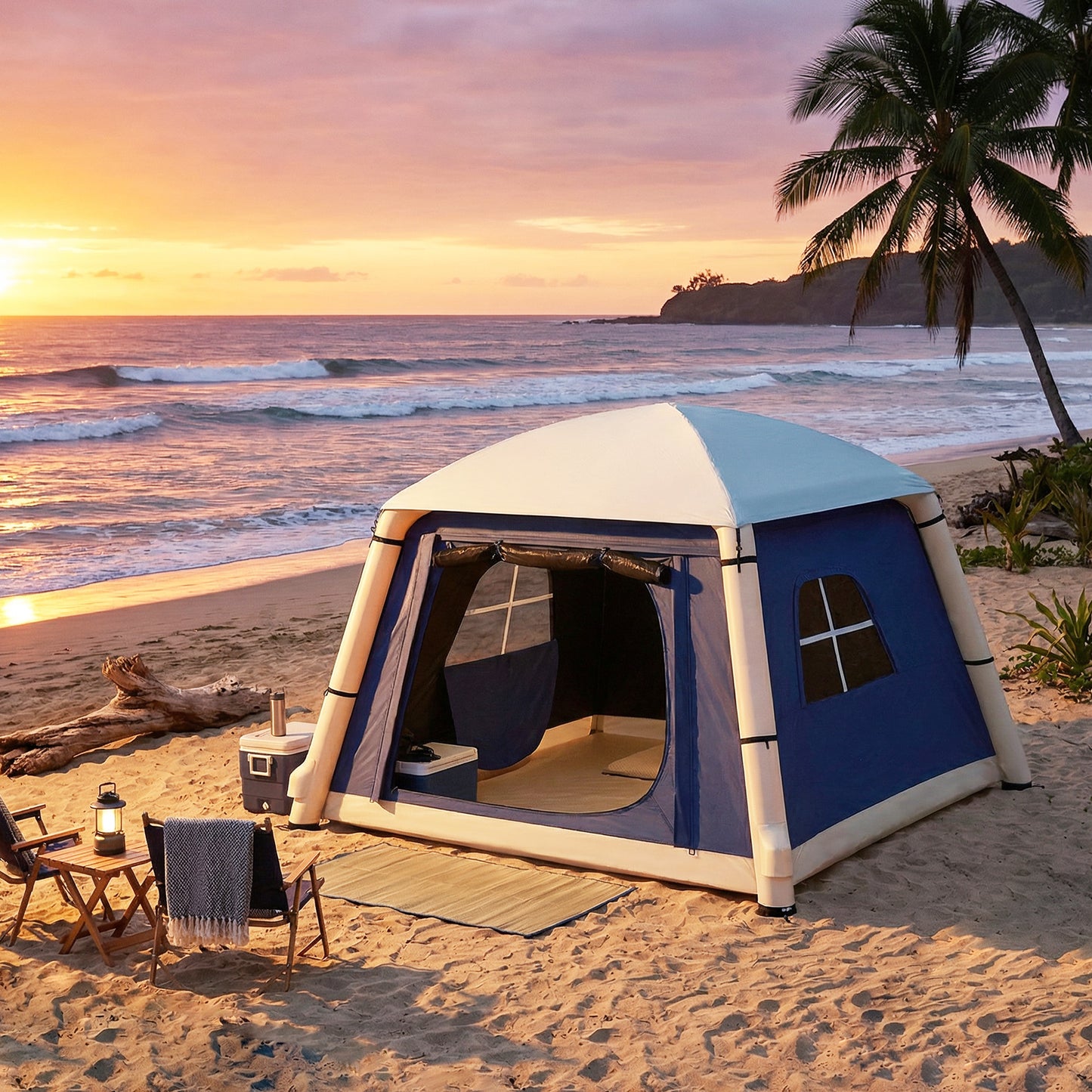 Inflatable Camping Tent, 2 Man Tent, Dark Blue