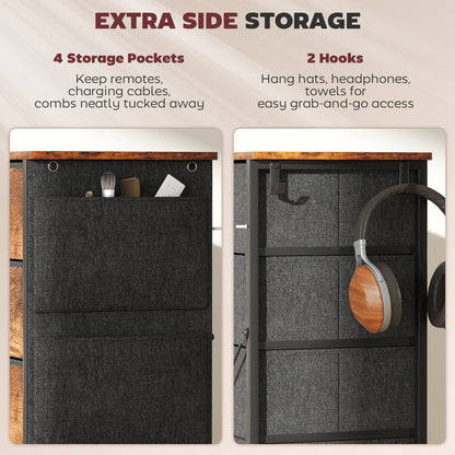 Fabric Chest of Drawers, 10 Drawer Dresser for Bedroom, Rustic Brown