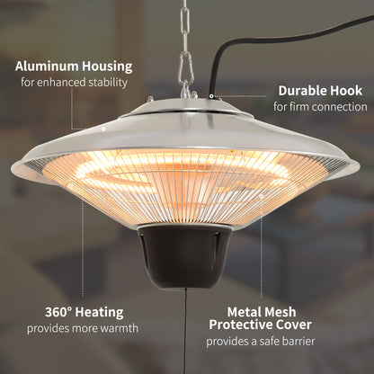 Outdoor Heater Ceiling Hanging Light 1500W Pull Switch Electric Aluminium