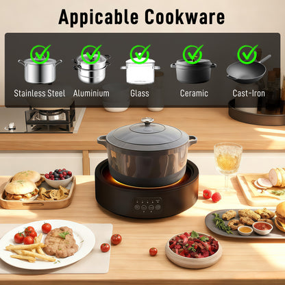 Electric Ceramic Hob with Grill Plate with 4 Heat Levels for All Type