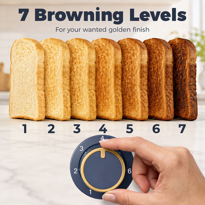 Toaster with 4 Slot, 7 Browning Levels, 1860W, Ripple, Dark Blue