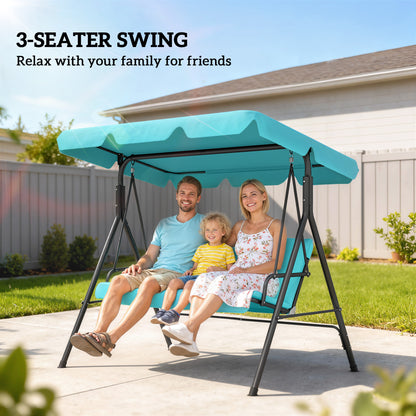 Outdoor Metal Hammock Swing Chair 3-Seater Patio Bench Garden Grey