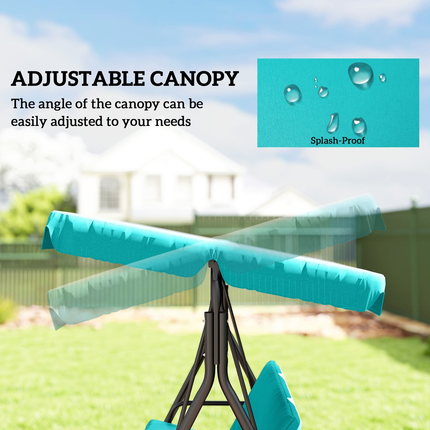 Outdoor Metal Hammock Swing Chair 3-Seater Patio Bench Garden Grey