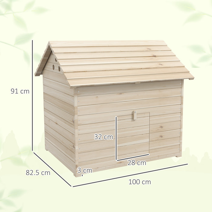 Wooden Duck House w/ Openable Roof, Raised Base, Air Holes - Natural