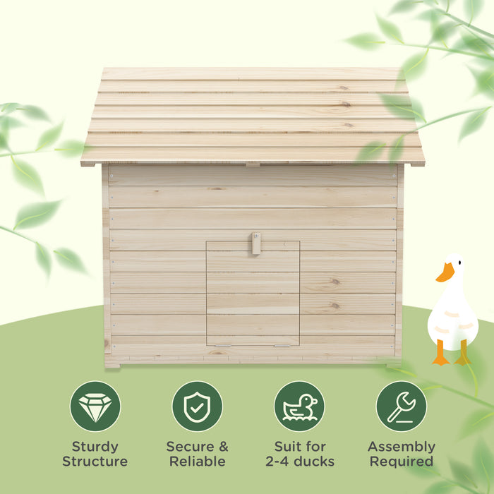 Wooden Duck House w/ Openable Roof, Raised Base, Air Holes - Natural