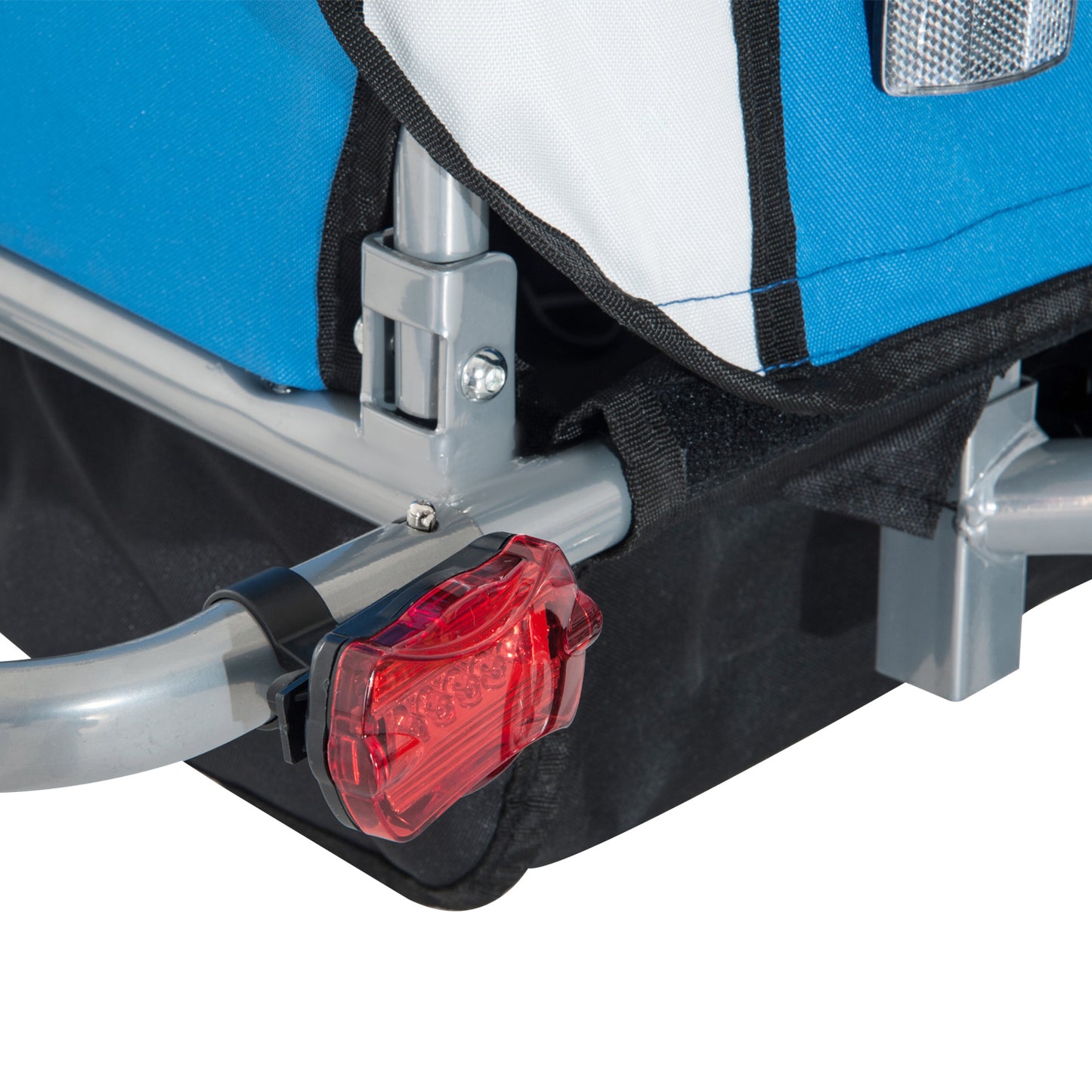 Bike Trailer 2-Seater for Bicycle Baby Child Jogger with Removable Canopy Storage Pocket Outdoor Steel Frame Blue