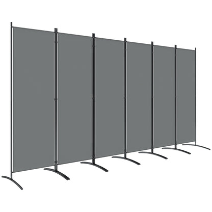 Garden Privacy Screen Foldable 6 Panel Room Divider, Dark Grey