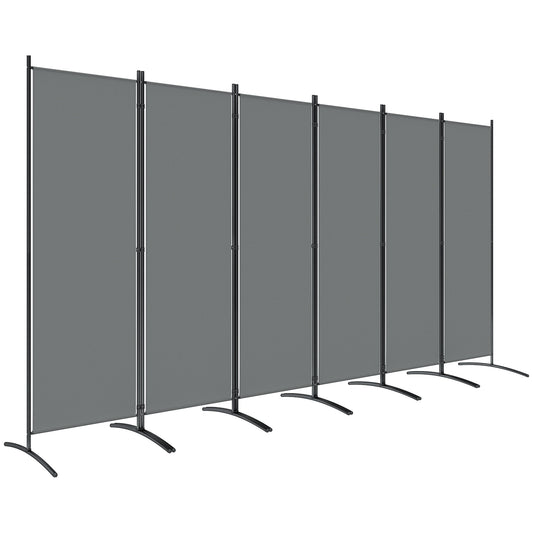 Garden Privacy Screen Foldable 6 Panel Room Divider, Dark Grey