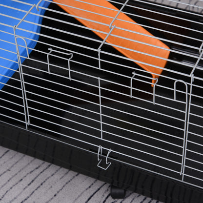 119cm Small Animal Cage for Rabbit Guinea Pig w/ Food Dish Black