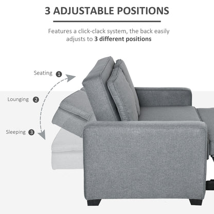 2 Seater Sofa Bed Click Clack Couch Sleeper for Living Room Grey