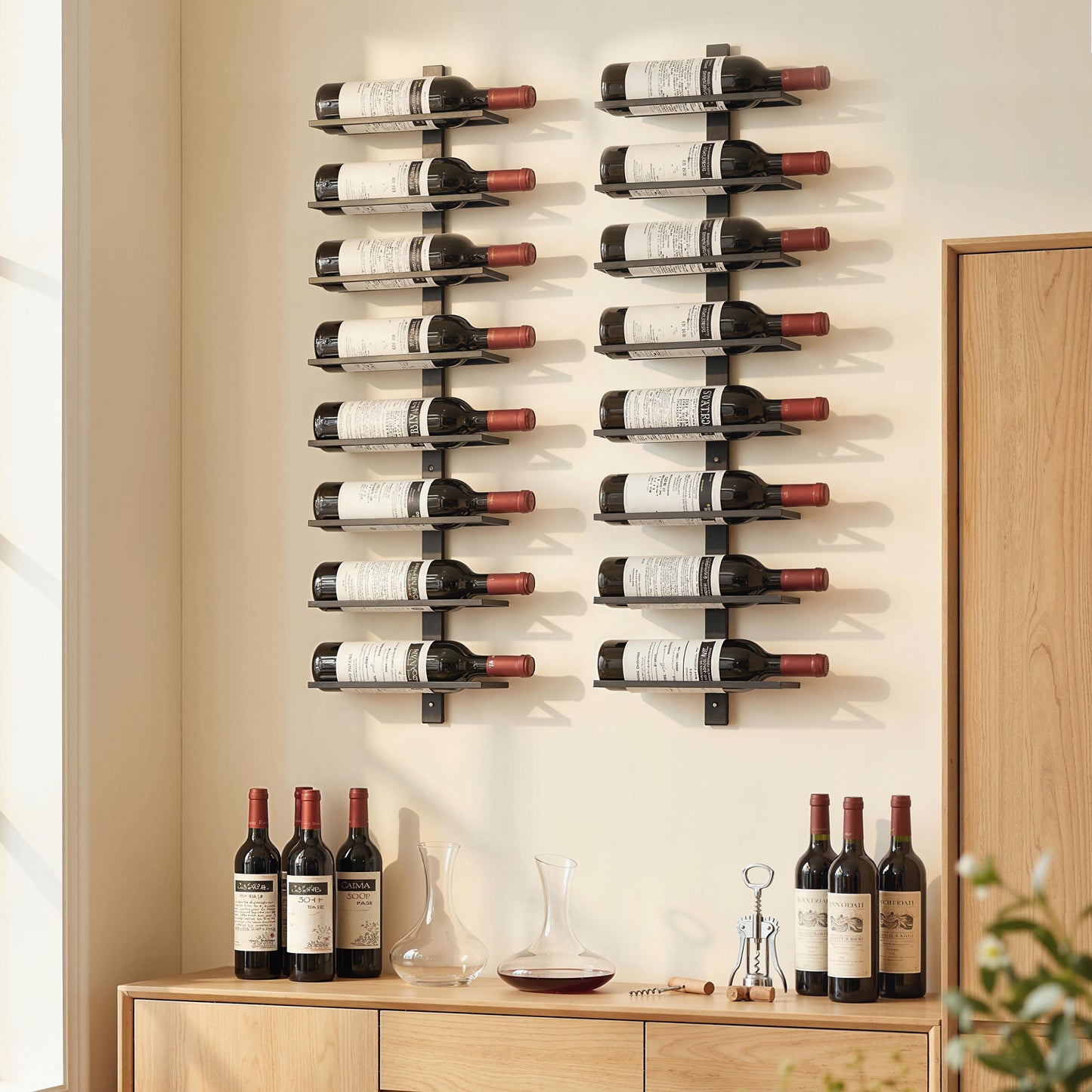 Wall Mount Wine Rack for 8 Wine Bottles, Black