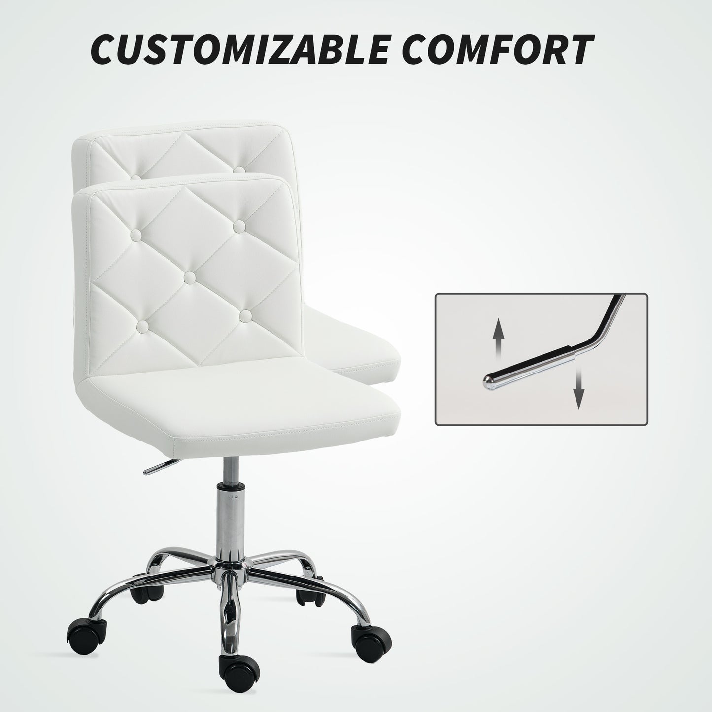 Modern Vanity Computer Desk Chair with Rolling Wheels, White