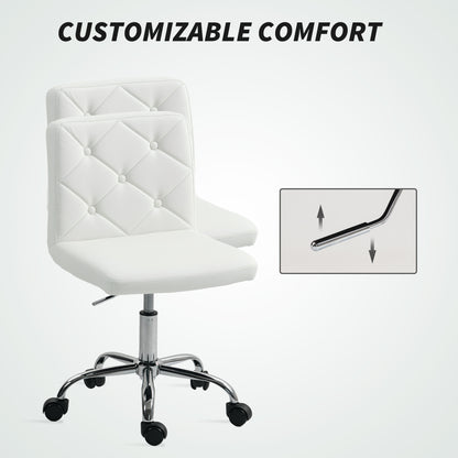 Modern Vanity Computer Desk Chair with Rolling Wheels, White