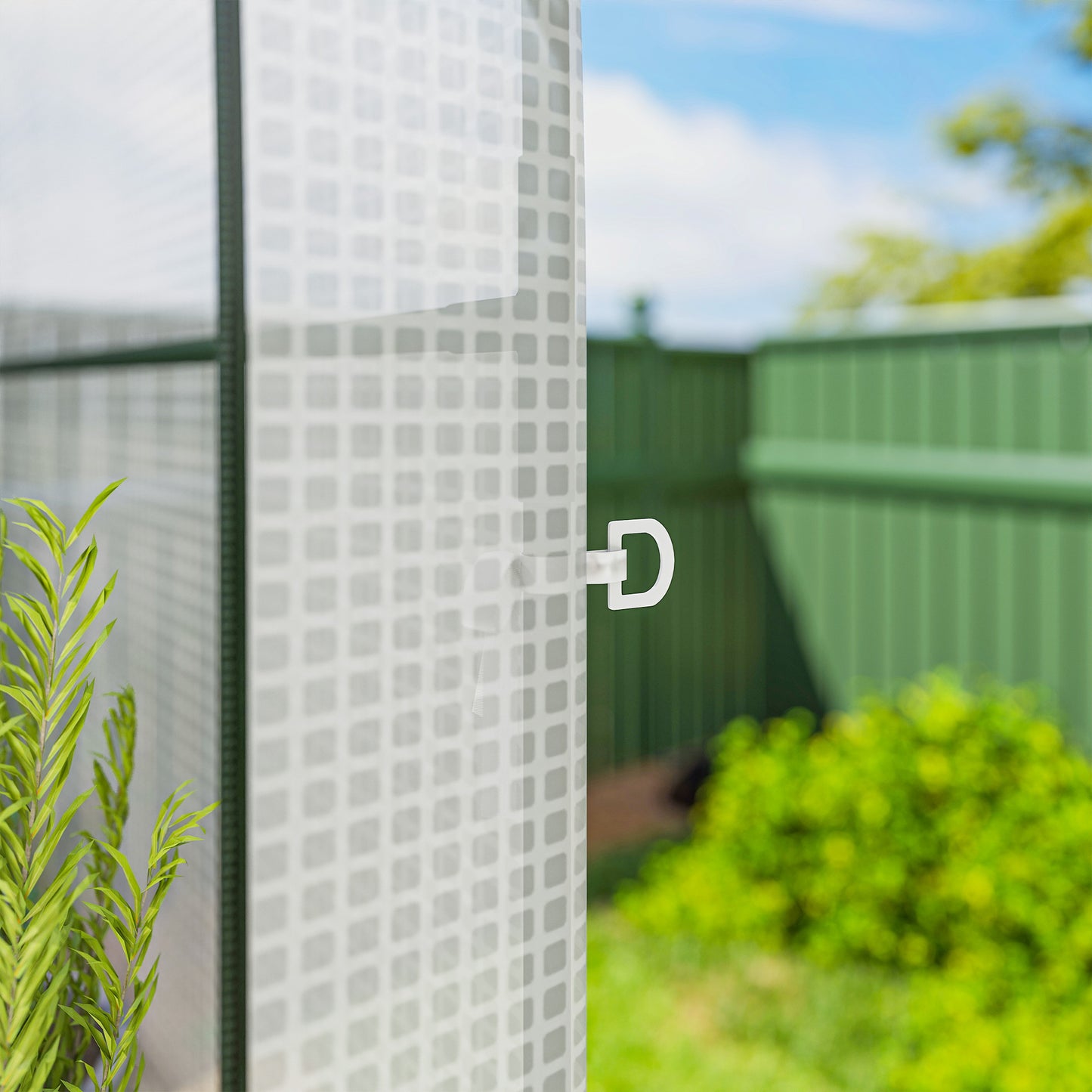 Walk-in Greenhouse Garden Plant Growhouse with Roll-up Door, White