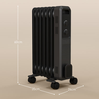 Oil Filled Radiator Portable Heater W/ 7 Fin, 3 Heat Settings Grey