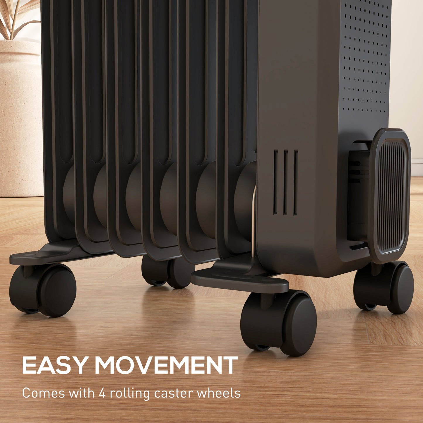 Oil Filled Radiator Portable Heater W/ 7 Fin, 3 Heat Settings Grey