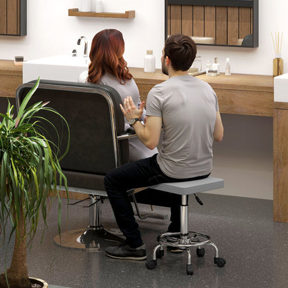 PU Leather Rolling Stool, Height Adjustable Salon Chair, Grey
