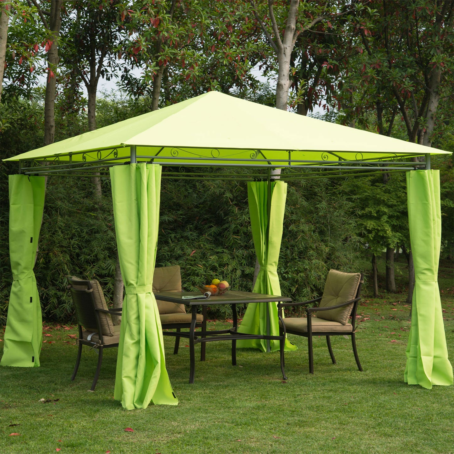 3m x3m Garden Metal Gazebo-Lemon Green