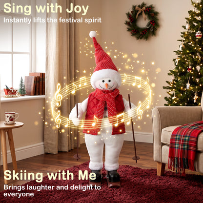 2ft Christmas Singing Skiing Santa Claus with Ski Board and Poles