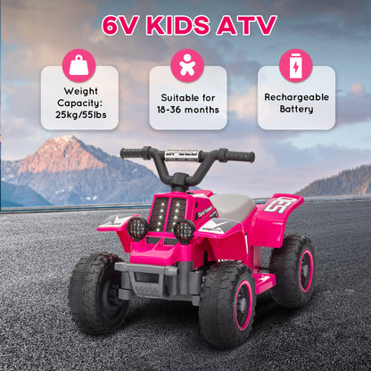 6V Electric Quad Bike for Kids w/ Forward Backward - Pink