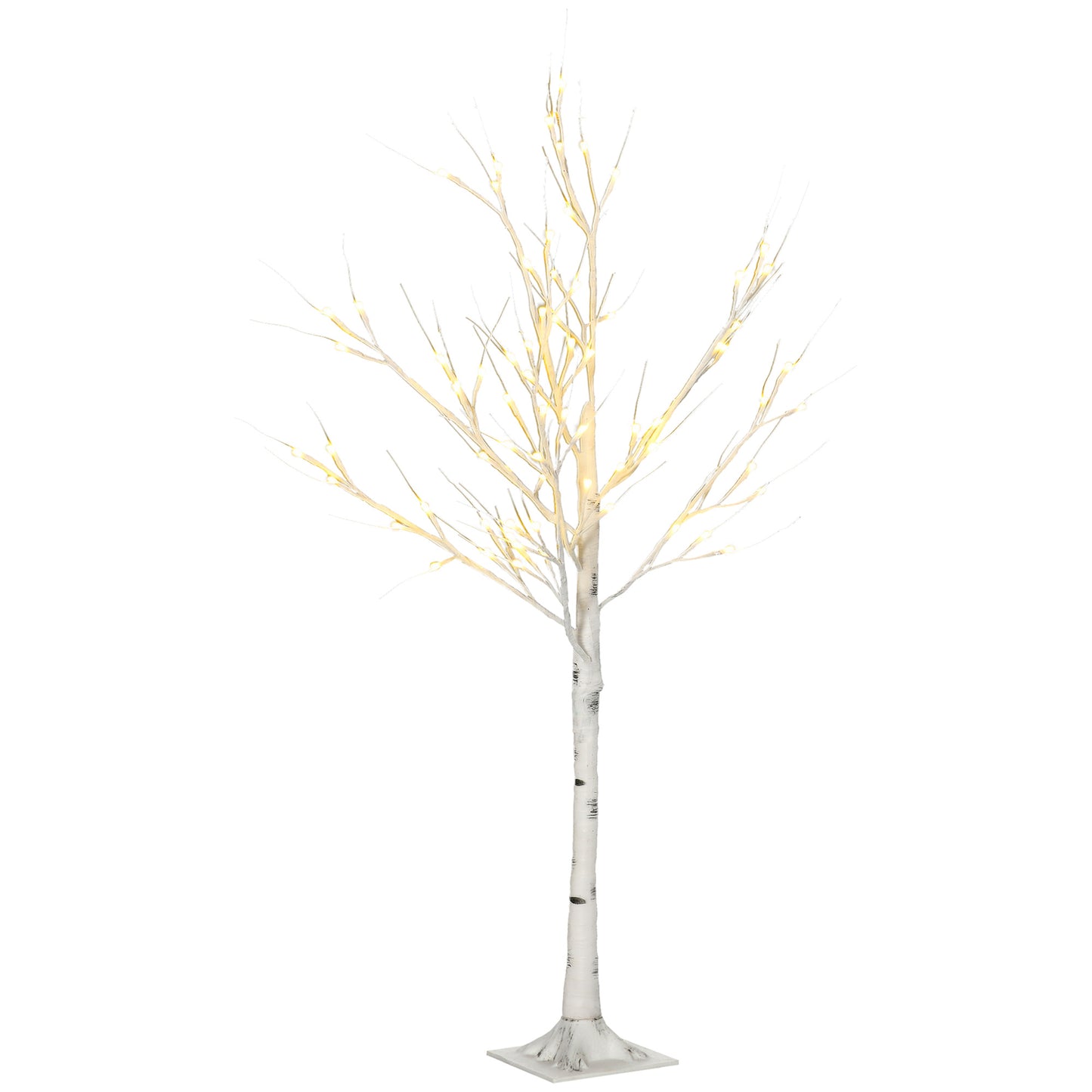 4ft Artificial White Birch Tree Light w/ 72 Warm White Pre-Lit LED Light