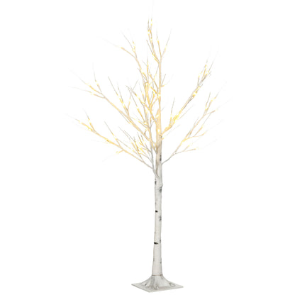 4ft Artificial White Birch Tree Light w/ 72 Warm White Pre-Lit LED Light