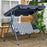 3 Seater Garden Swing Seat Chair Outdoor Bench with Adjustable Canopy and Metal Frame, Blue Stripes