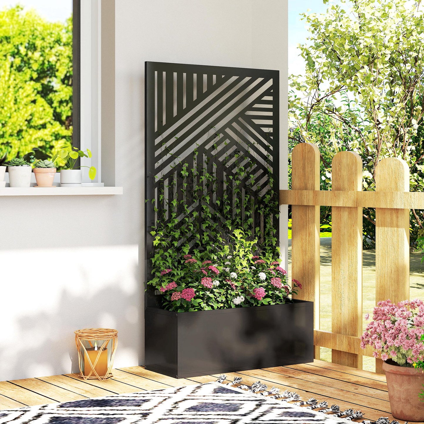 Metal Garden Bed for Garden with Trellis, Raised Garden Bed
