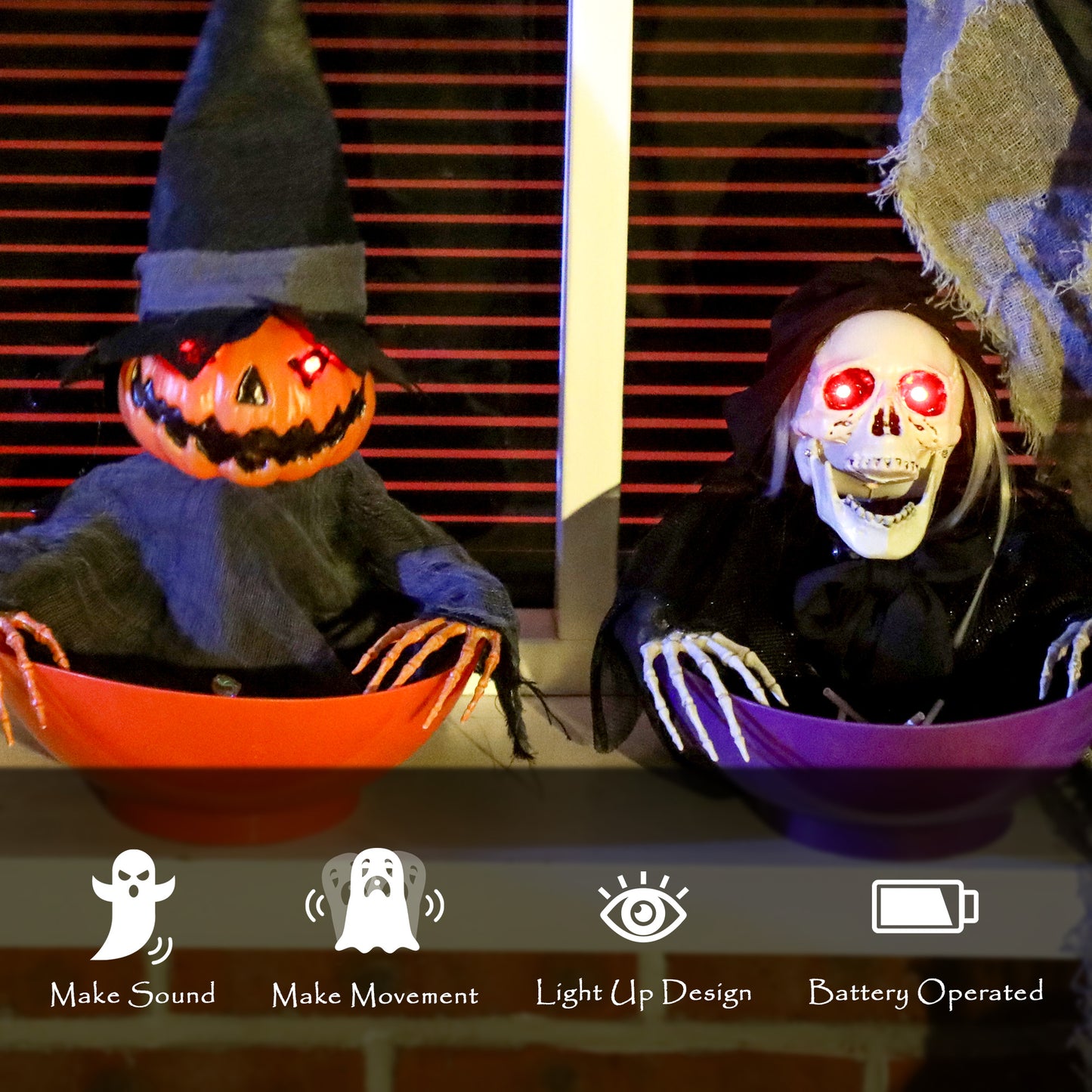 Animated Halloween Skeleton Candy Dish for Party Decoration