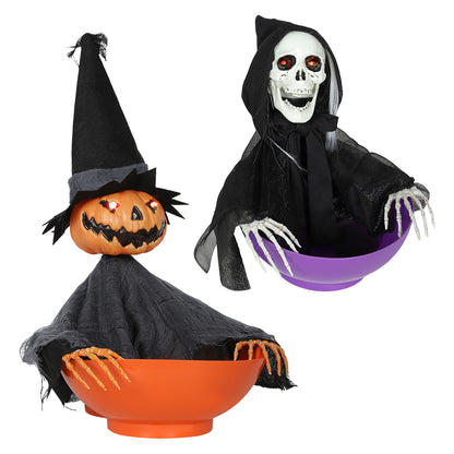 Animated Halloween Skeleton Candy Dish for Party Decoration