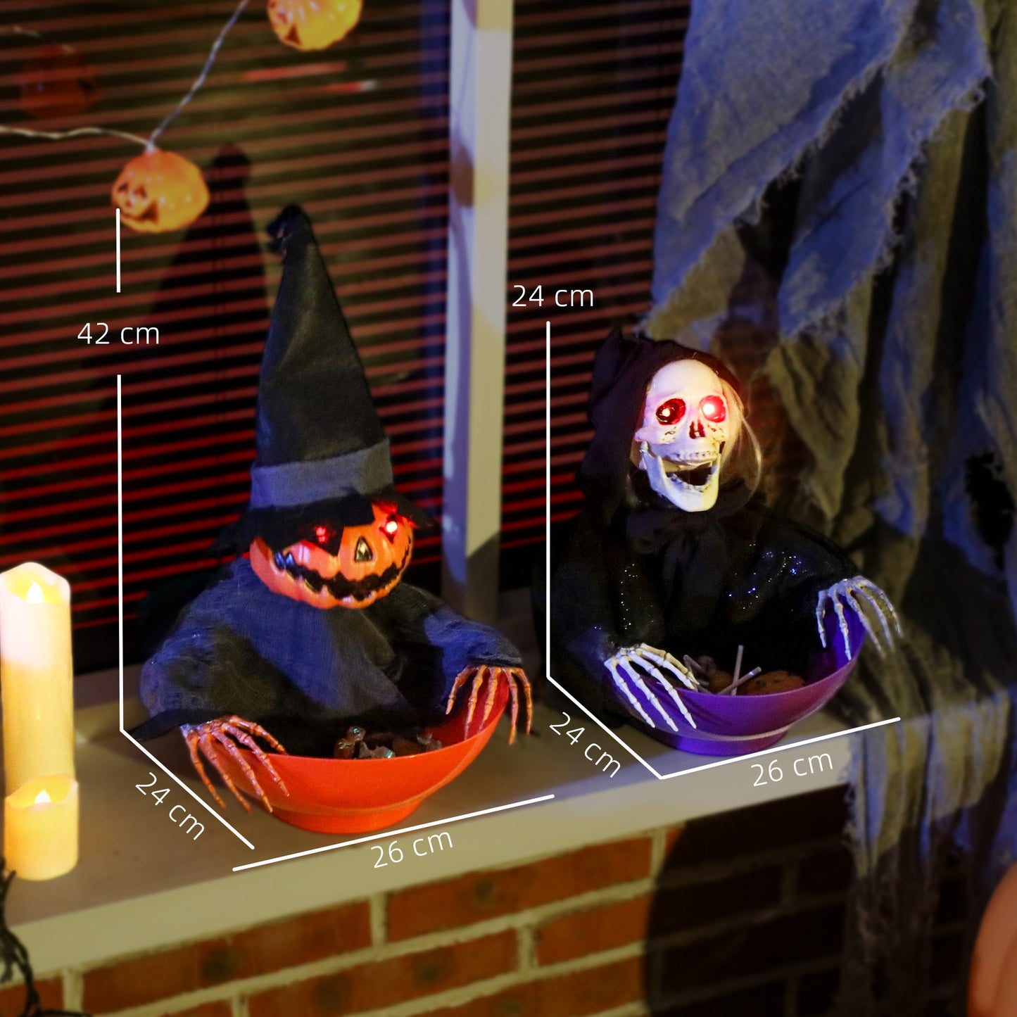 Animated Halloween Skeleton Candy Dish for Party Decoration
