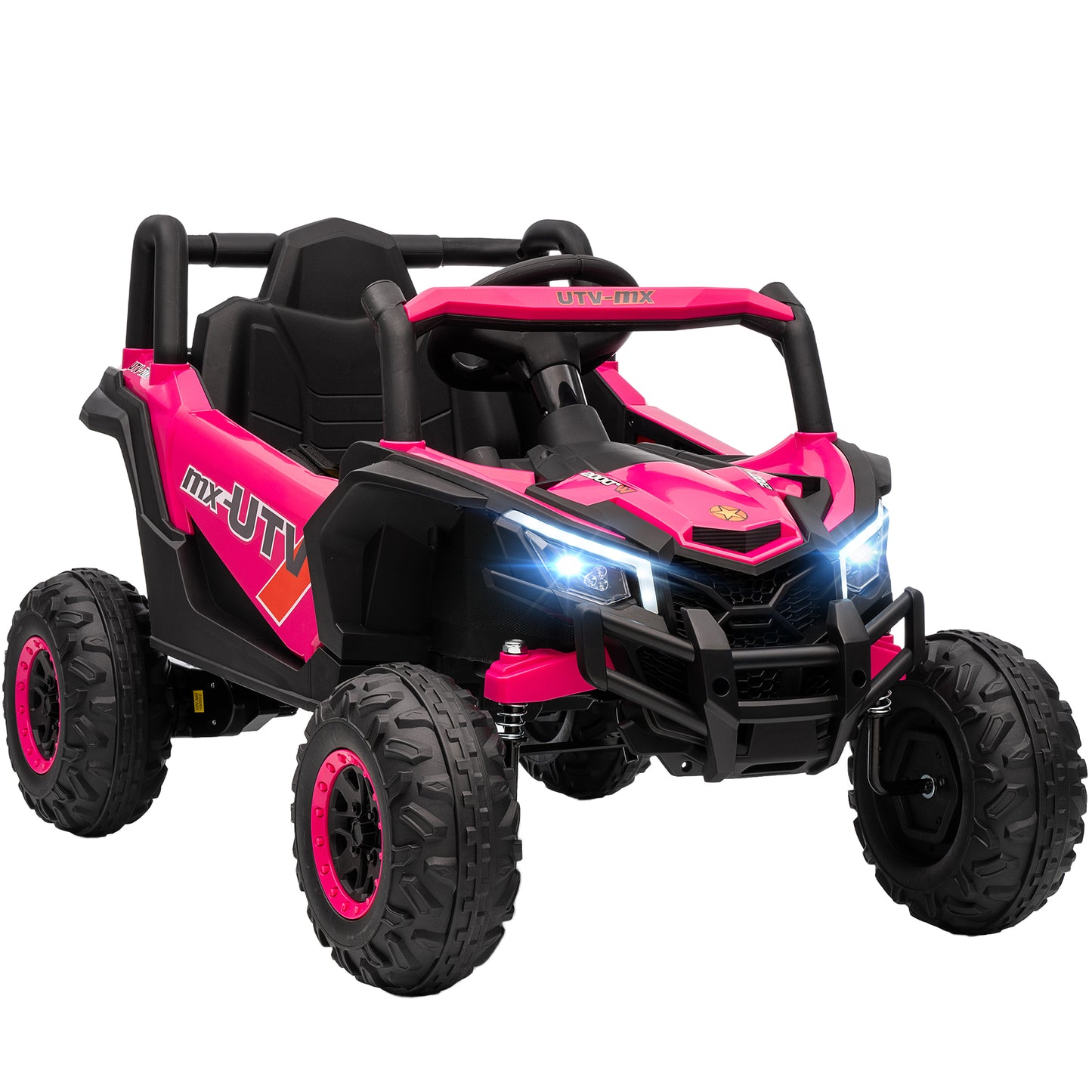 12V Kids Ride On Car, Electric Car for Kids UTV with Remote Control, Slow Start, Suspension System, LED Lights, Music, USB Port, for Boys Girls 3-5 Years, Pink