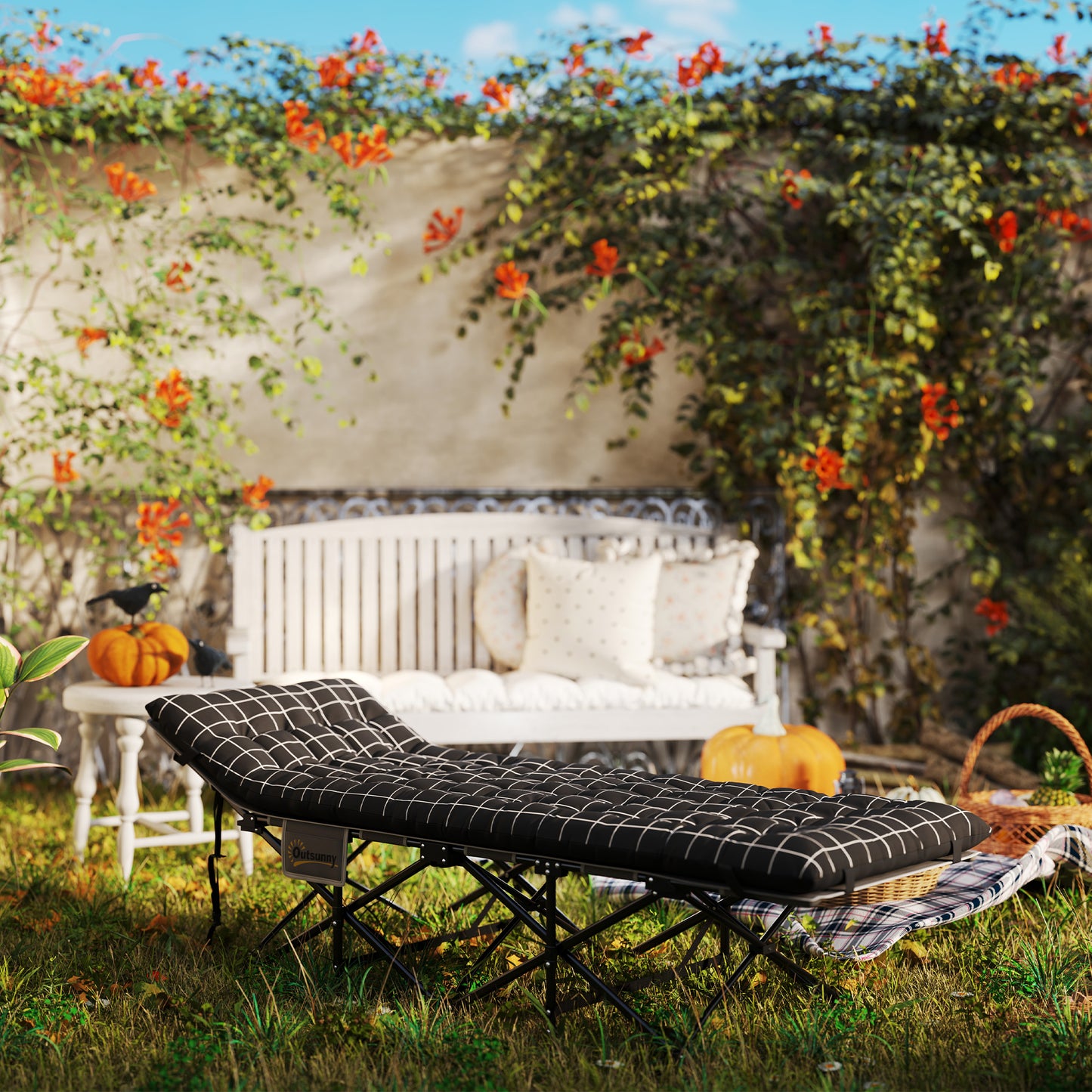 Camping Cot for Adults with Mattress, Folding Bed, Black